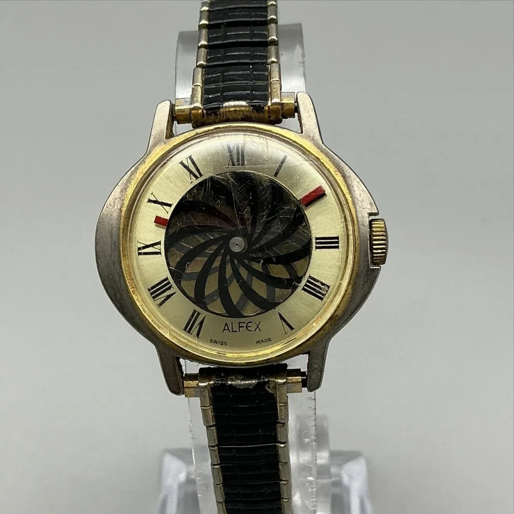 Vintage Alfex Swiss Womens Watch 29mm Kaleidoscope Manual NON WORKING For Parts